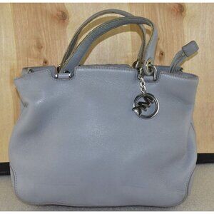 🌹Michael Kors Womens Anabelle Pebbled Grey Leather Shoulder Handbag Purse Tote